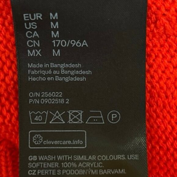 H&M Divided Women's Red Pullover Long Sleeve Round Neck Sweater Crop Top Sz M - Picture 4 of 4